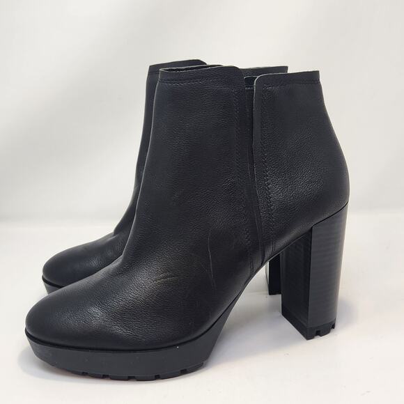 Kenneth Cole Justin Lug Sole Chelsea Ankle Boots Women Size 11 Black Leather - Picture 4 of 9